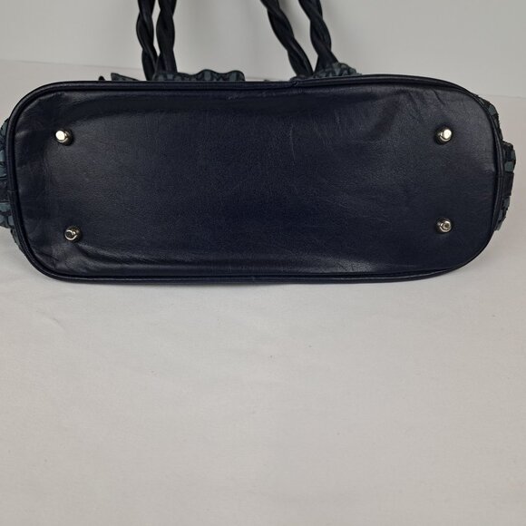 Vintage Ralston Woven Quilted Blue Leather Shoulder Hobo Style Bag - Picture 7 of 16